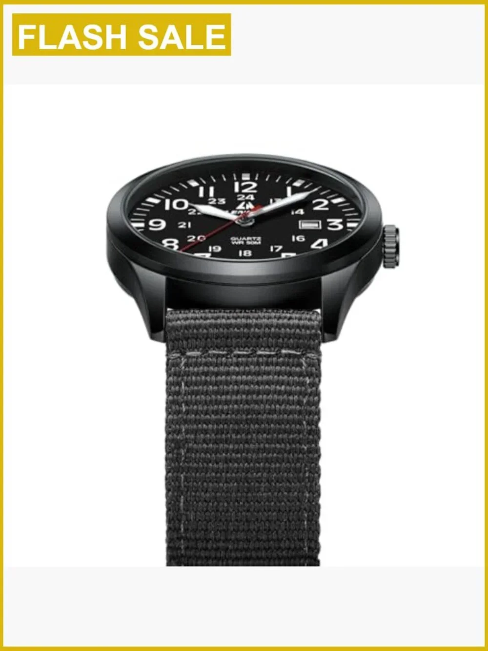 Men's Military Analog Quartz Watch Nylon Strap Date Luminous 42mm